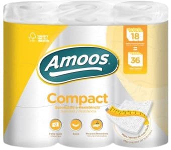 Amoos papel higienico compact doble hoja 266 H 12 rollos paq x 4