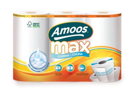 Amoos toalla de cocina MAX 3 pack 90 hjs dobles ( 22 mtrs) paq x 7