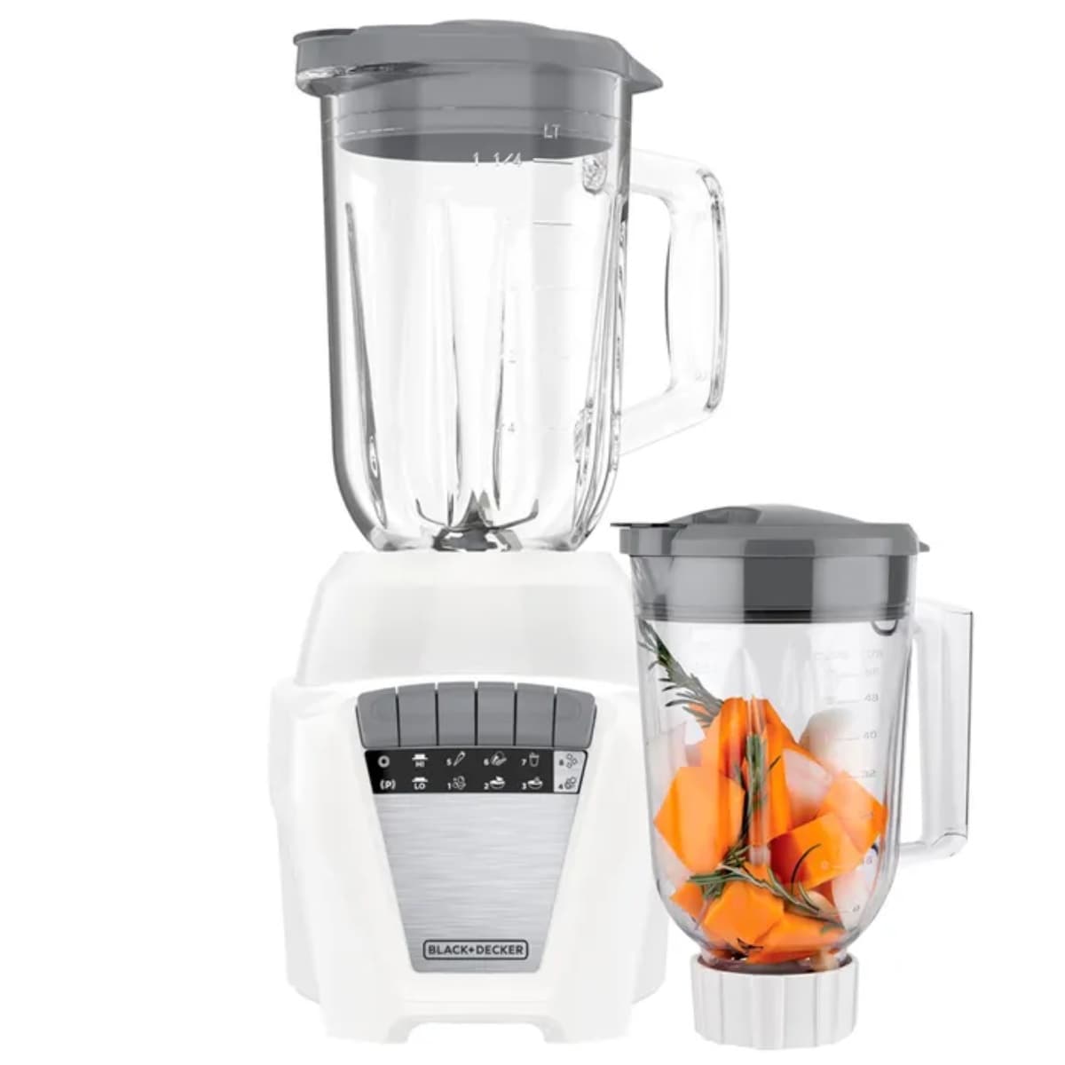 Black + Decker licuadora 2 vasos vid y plast 1.25 L y 1.65 L 700W blanca