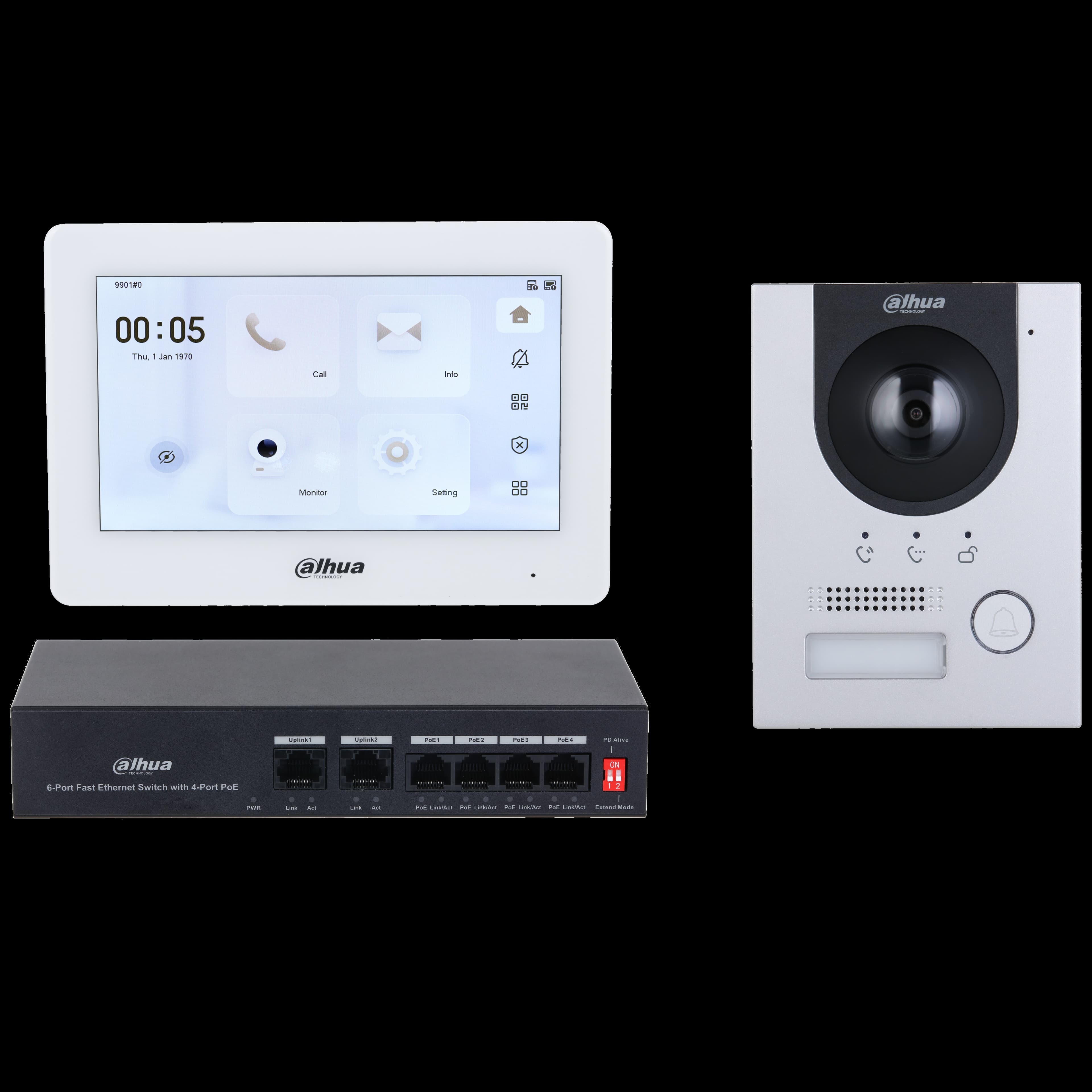 Dahua kit de videoportero IP y wi-fi - DHI-KTP04(S)/DHI-VTO2201F-P-S2/DHI-VTH5421HW- 1.0.01.15.12451-0001