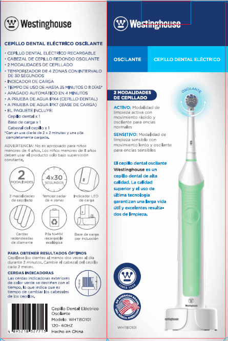 Westinghouse cepillo dientes eléctrico verde recargable