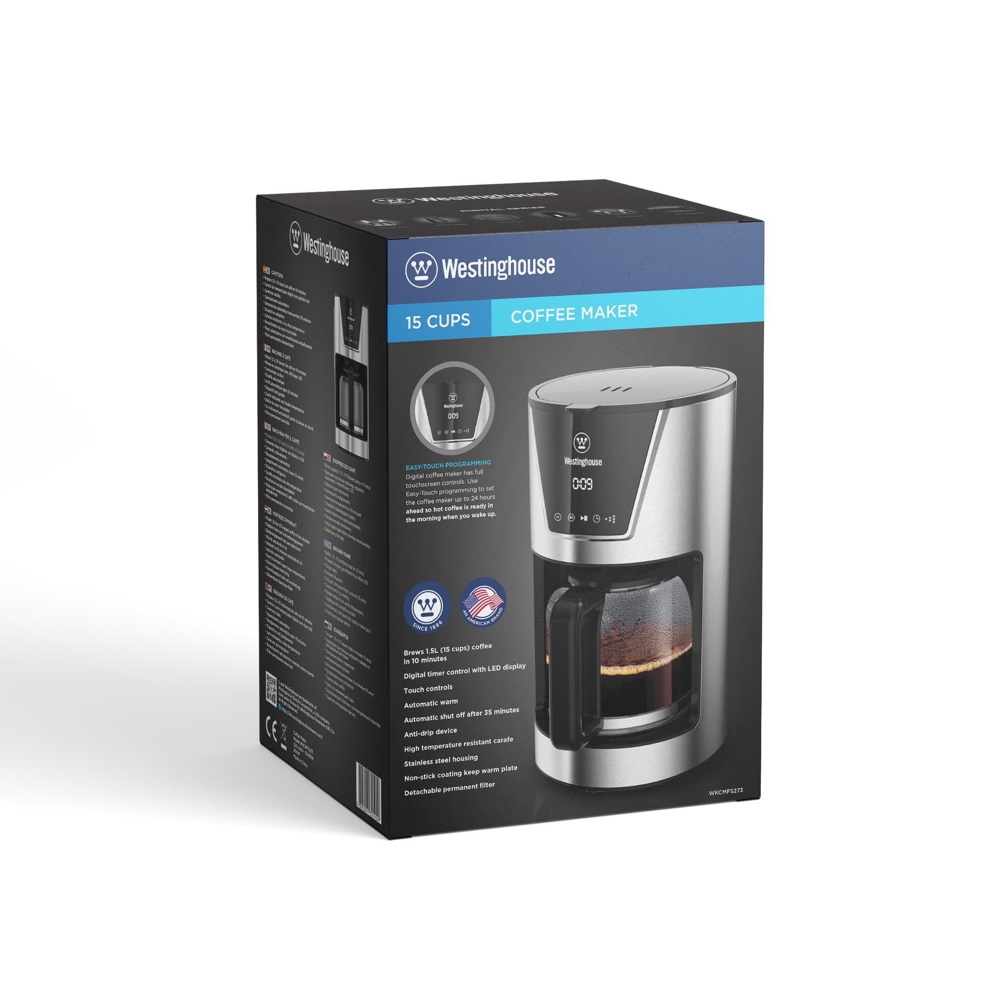 Westinghouse cafetera programable Digital Touch inox