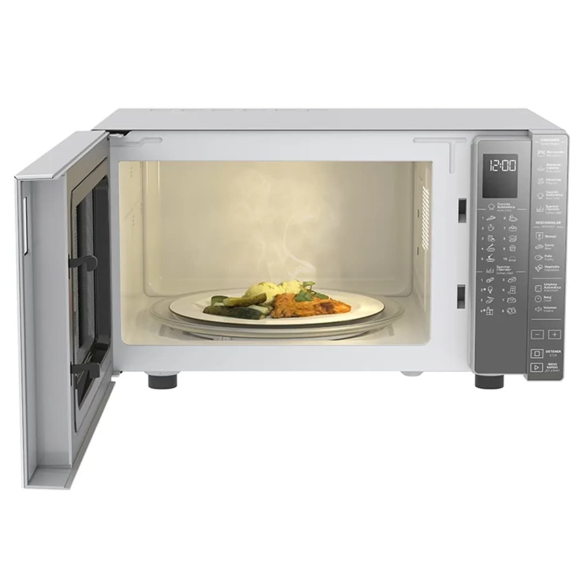 Whirlpool microondas 0.7 pies plateado acabado espejo
